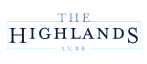 The Highlands Luxe logo in elegant navy blue, conveying luxury and sophistication.