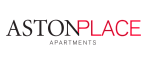 Elegant Aston Place Apartments branding with bold and modern typography in black and red.