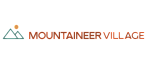 Elegant Mountaineer Village logo featuring stylized mountain peaks and a sun.