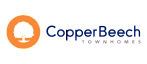 Copper Beech Townhomes logo featuring a contemporary design with a stylized tree in an orange circle.