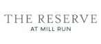 Elegant logo for The Reserve at Mill Run, conveying sophistication and exclusivity.