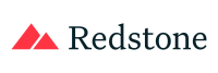 Redstone logo featuring a bold red geometric mountain design next to stylish black typography.