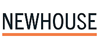 Minimalist NEWHOUSE logo with bold lettering and an elegant orange underline, exuding modern sophistication.