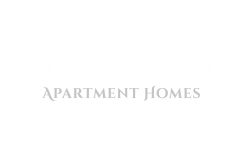 Valley Ridge Apartment Homes logo in elegant white font.