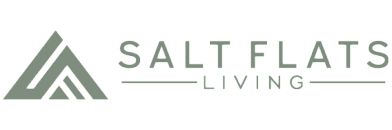 Chic logo of Salt Flats Living, showcasing modern, upscale design with elegant typography and a sleek graphic symbol.