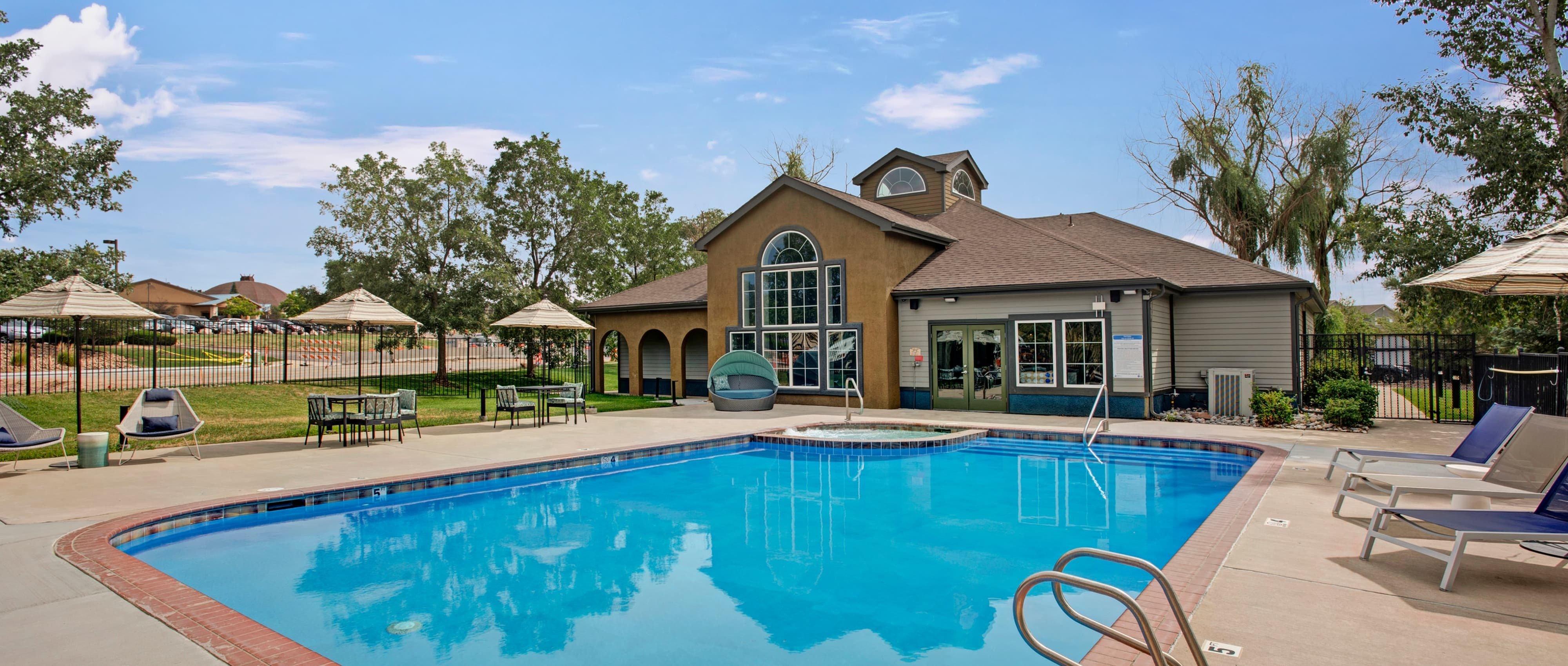 Swimming Pool Area at the Willows at Printers Park Apartment