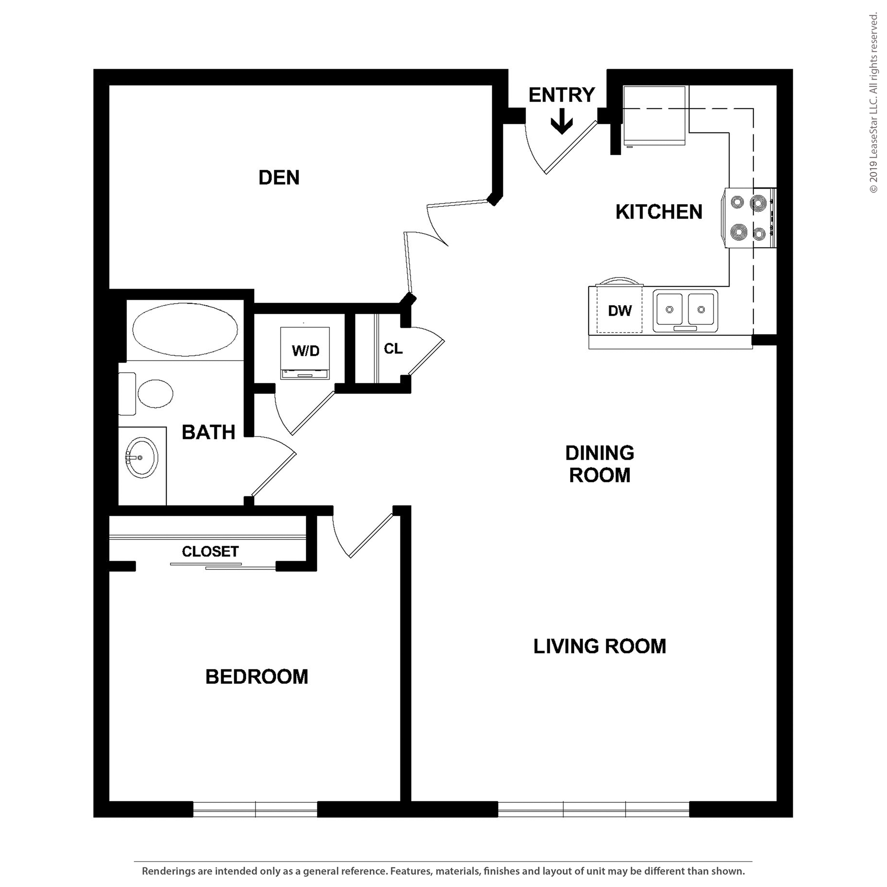 One Bedroom with Den 7.1 Renovated Luxe 1 Bed Apartment Pratt