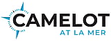 Elegant logo of Camelot at La Mer featuring a compass design, blending sophistication with a coastal vibe.