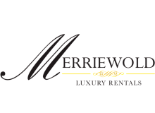 Elegant Merriewold Luxury Rentals logo in sophisticated black and gold design.