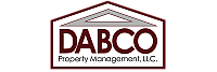 DABCO Property Management logo with a modern design featuring maroon and gray accents.