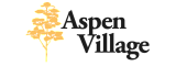 Elegant Aspen Village logo featuring a golden aspen tree illustration.
