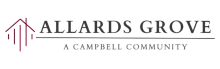Elegant logo for Allards Grove, a Campbell community, featuring a stylish house icon with modern font.