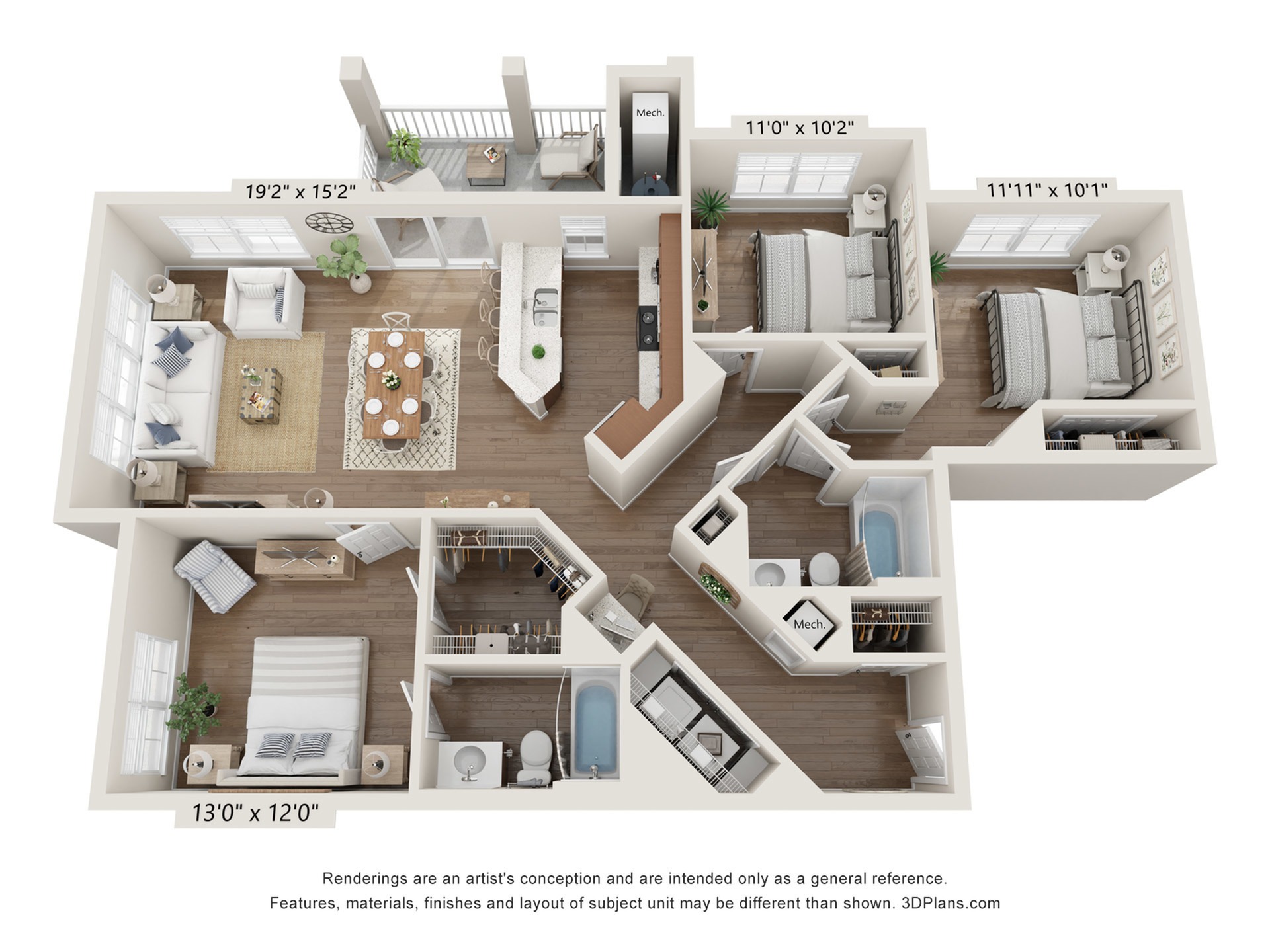 Three Bedroom 3 Bed Apartment Greystone at Widewaters