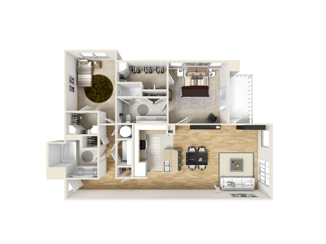 Two Bedroom Two Bathroom Layout