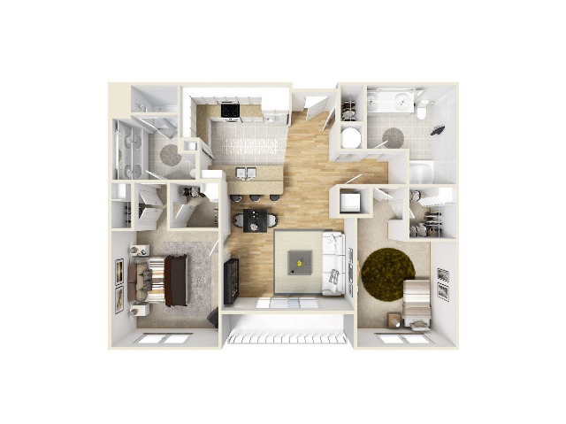 Two Bedroom Two Bathroom Layout