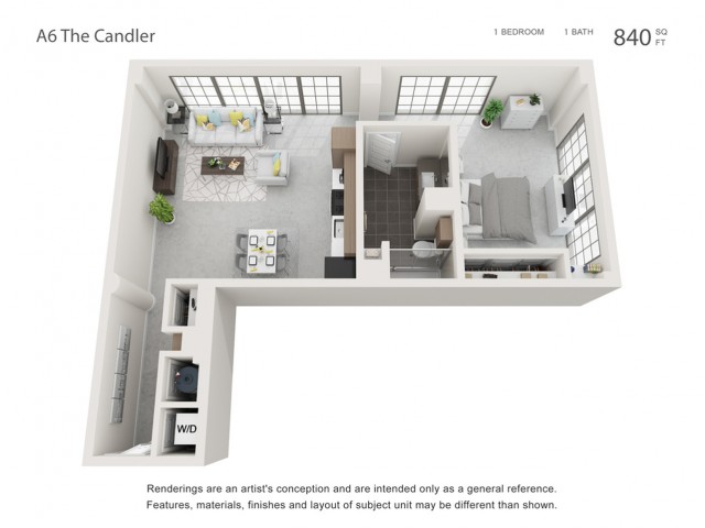 1 Bedroom 1 Bathroom floor plan