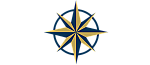 Elegant compass rose design in navy blue and gold, symbolizing direction and navigation.