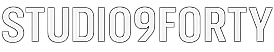 Modern digital design featuring the text 'STUDIO9FORTY' with an elegant matrix-like background.
