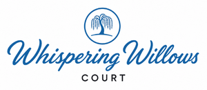 Elegant logo for Whispering Willows Court featuring a serene willow tree design.