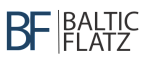Baltic Flatz logo featuring bold blue and black letters.
