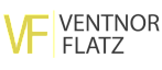 Sleek and modern Ventnor Flatz logo with stylish yellow and black design.