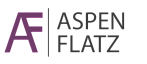 Modern logo design for Aspen Flatz featuring elegant purple lettering on a sleek black and white background.