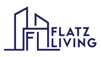 Modern logo design for Flatz Living, featuring sleek architectural lines and bold text.