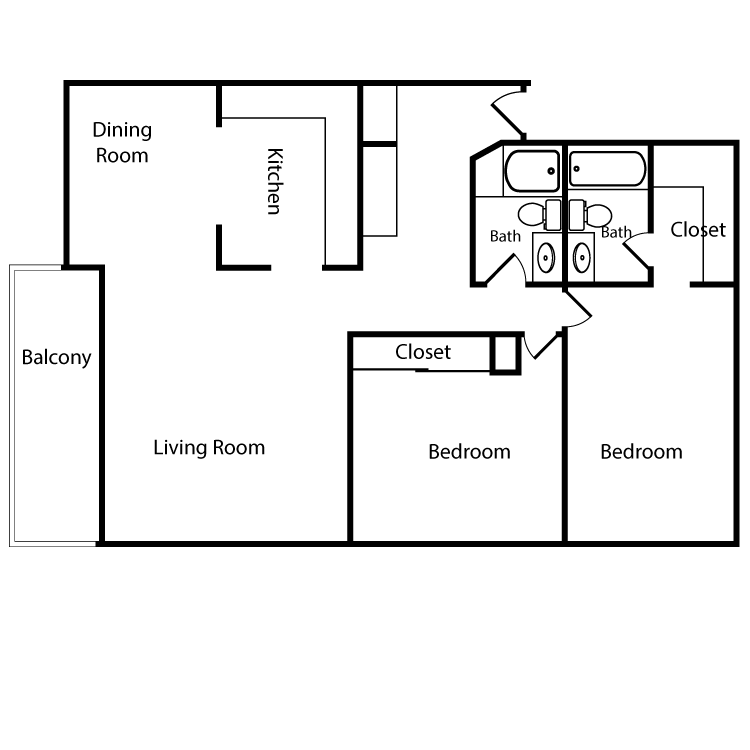 Norte Large 2BR (2x2D) E,F,J,H 2 Bed Apartment Casa Del Mar