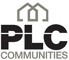 Logo of PLC Communities featuring stylized house graphic.