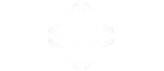 Abstract black and white geometric logo with four symmetrical curved leaf-like shapes creating a cross pattern.
