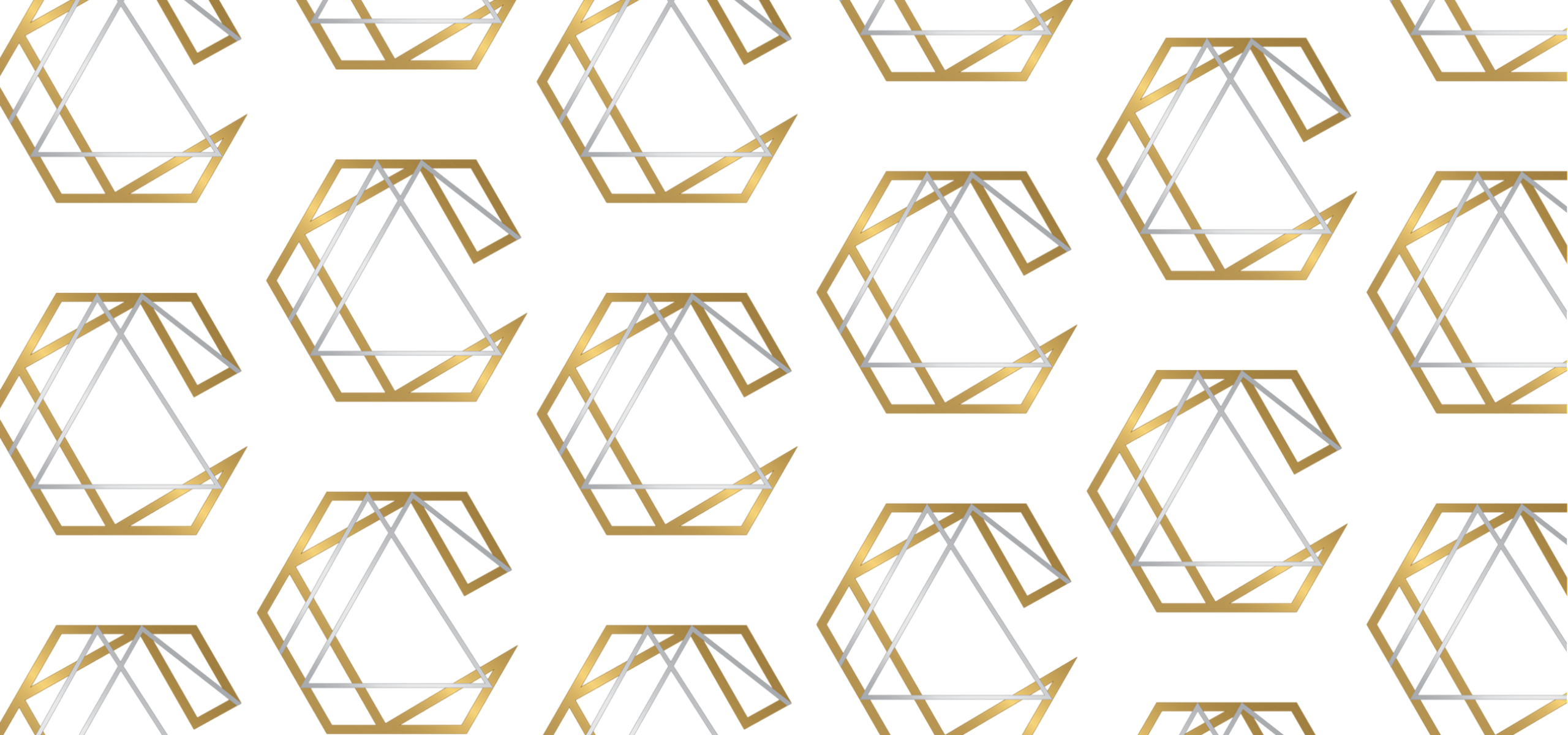 Elegant geometric pattern with golden hexagons and triangles on a black background, creating a modern artistic design.