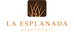 Elegant La Esplanada Apartments logo featuring stylized grass motif on a dark background.
