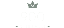 Elegant logo design showcasing a crown above '900 Queen Anne' in stylish font.