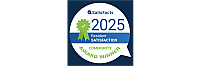 Badge celebrating a community award winner for resident satisfaction in 2025 from SatisFacts.