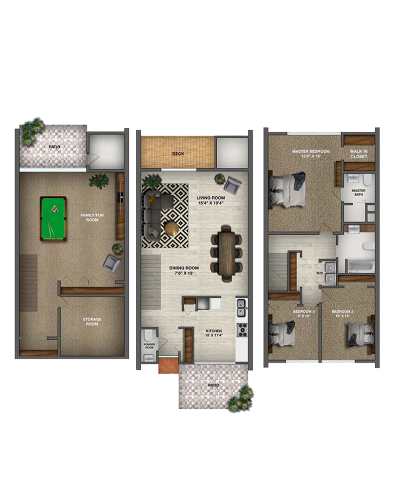 A Three Level Townhouse avec Lounge, Kitchen, Bathroom 3681