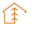 Elegant logo design featuring an orange outline of a house with minimalist geometric styling.