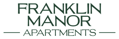 Elegant Franklin Manor Apartments logo in sophisticated green typography.