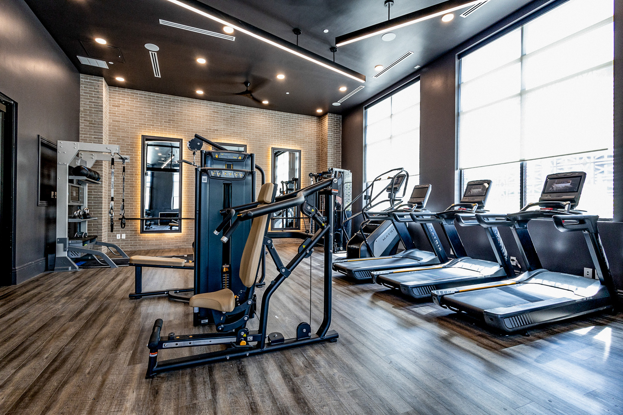 Interior architectural details at Woodburn Exchange apartments in Cincinnati