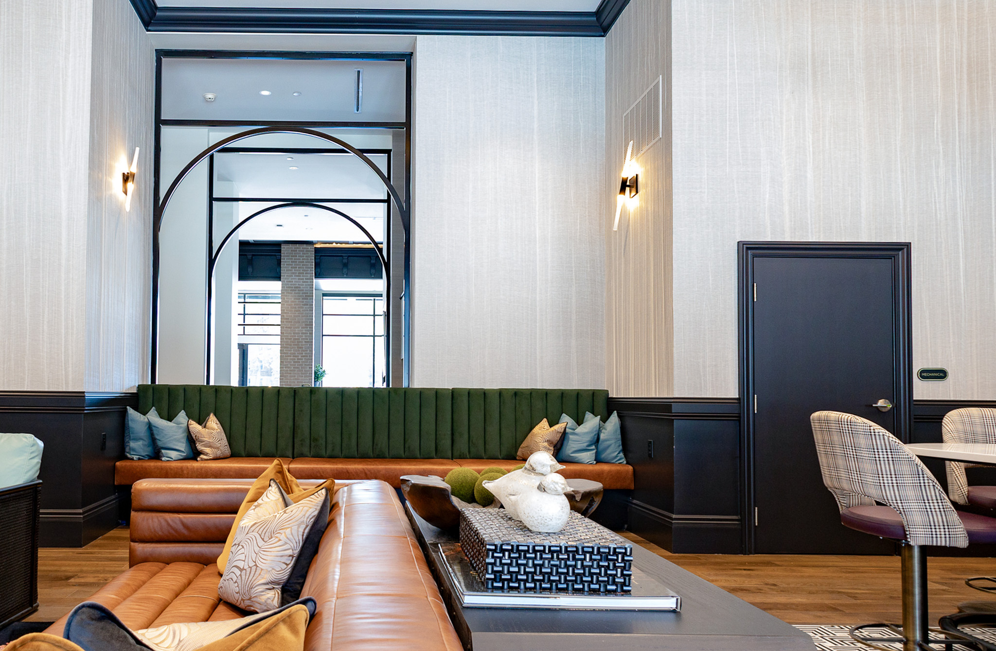 Contemporary apartment interior at Woodburn Exchange in East Walnut Hills, Cincinnati