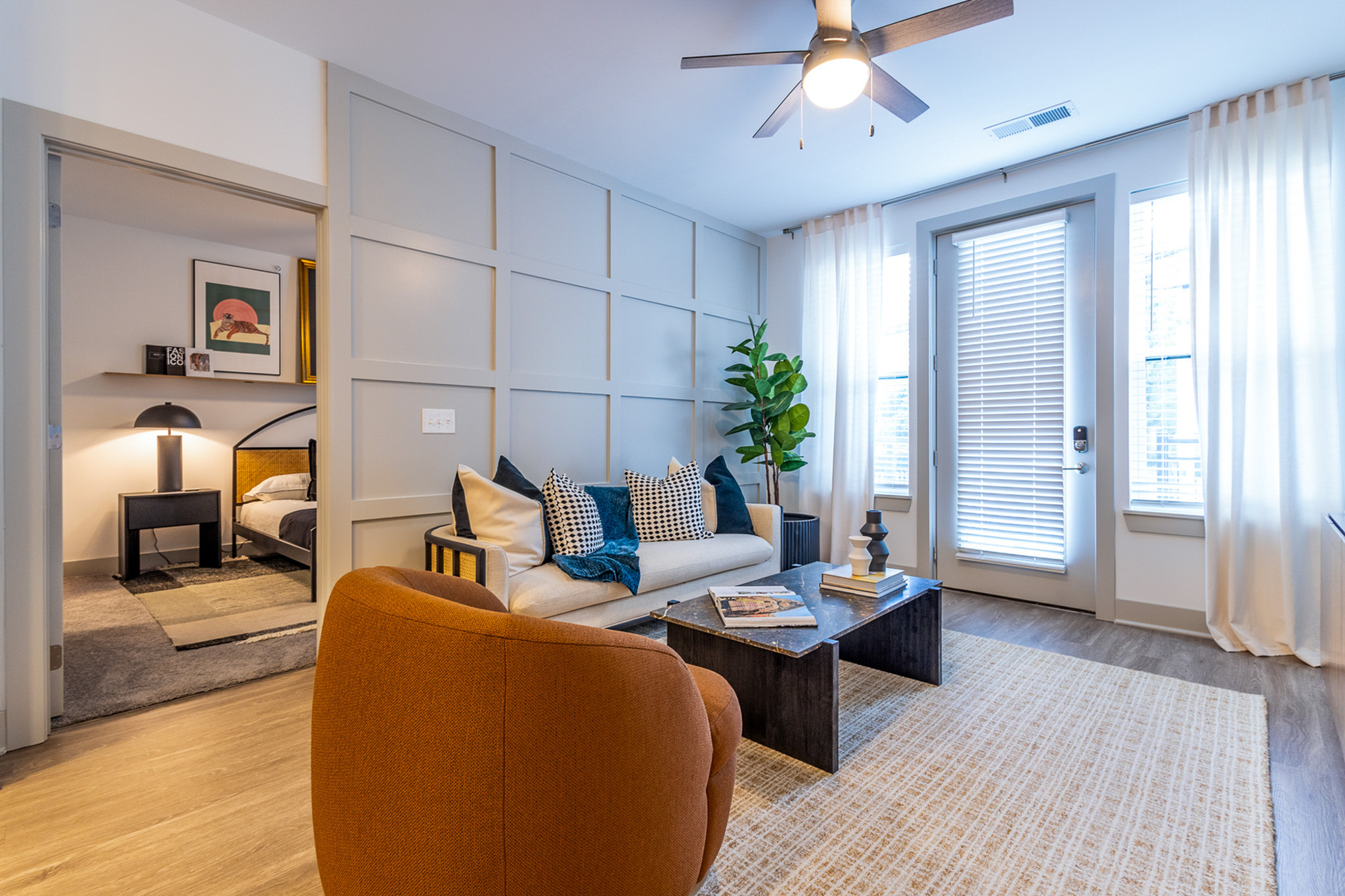 Woodburn Exchange apartment interior with contemporary finishes in East Walnut Hills