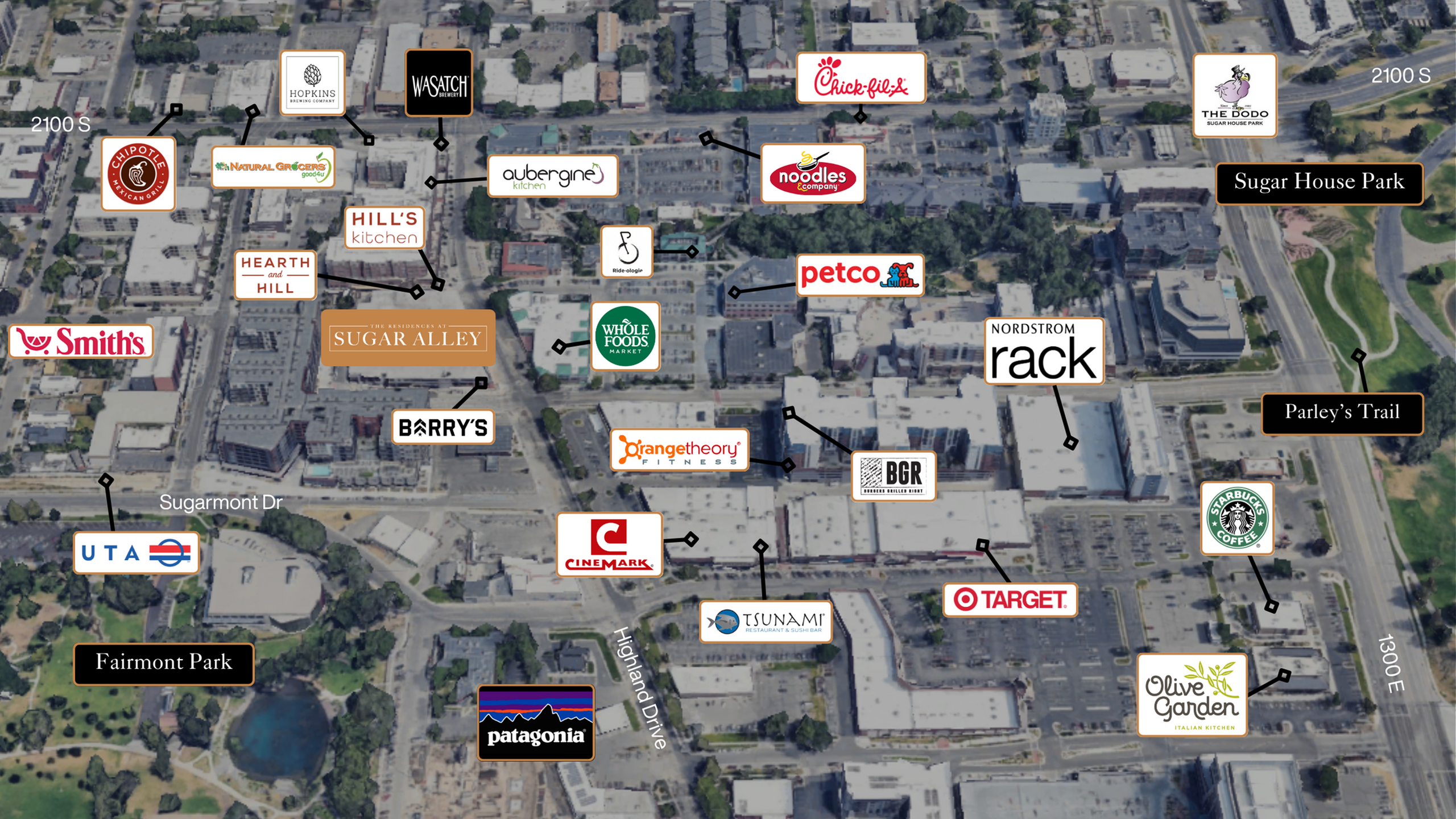 Map of places of interest near The Residence At Sugar Alley
