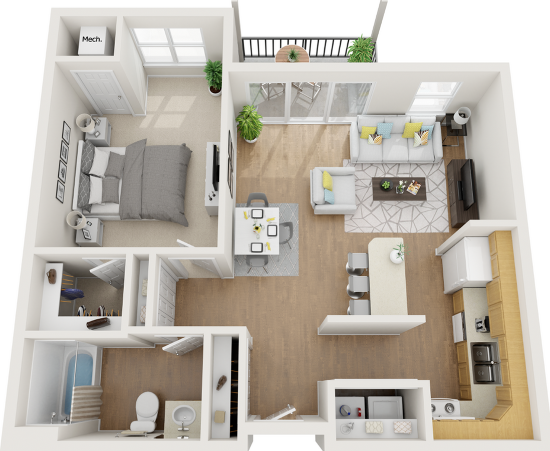 Kimball 1 Bed Apartment The Falls at Pike Creek Apartments