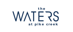 The Waters At Pike Creek Logo in navy colored text