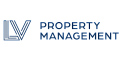 LV Property Management modern blue logo with bold typography