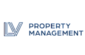LV Property Management logo with modern, stylish font in navy blue.