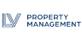 LV Property Management logo in sleek, modern design with bold blue typography.