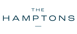 Elegant logo for The Hamptons, showcasing modern typography in a sleek design.