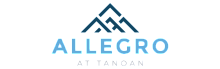 Modern Allegro at Tanoan logo featuring a stylized mountain design in blue and gray.