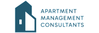 Modern logo featuring a stylized building with the words 'Apartment Management Consultants' in bold, professional font.