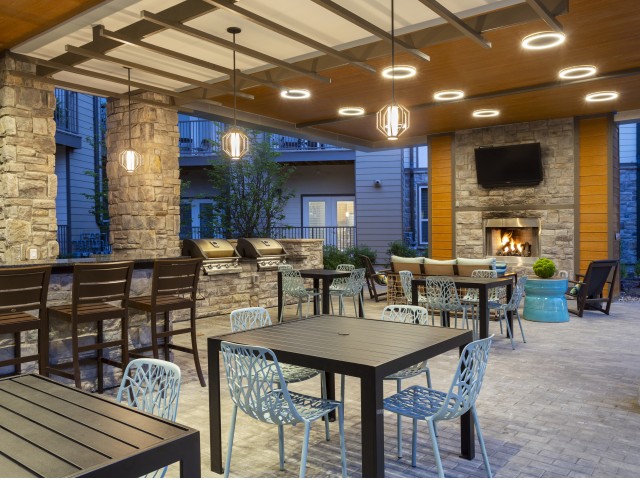 Image of Plaza: California kitchen, fireplace lounge & al fresco dining for The Mave